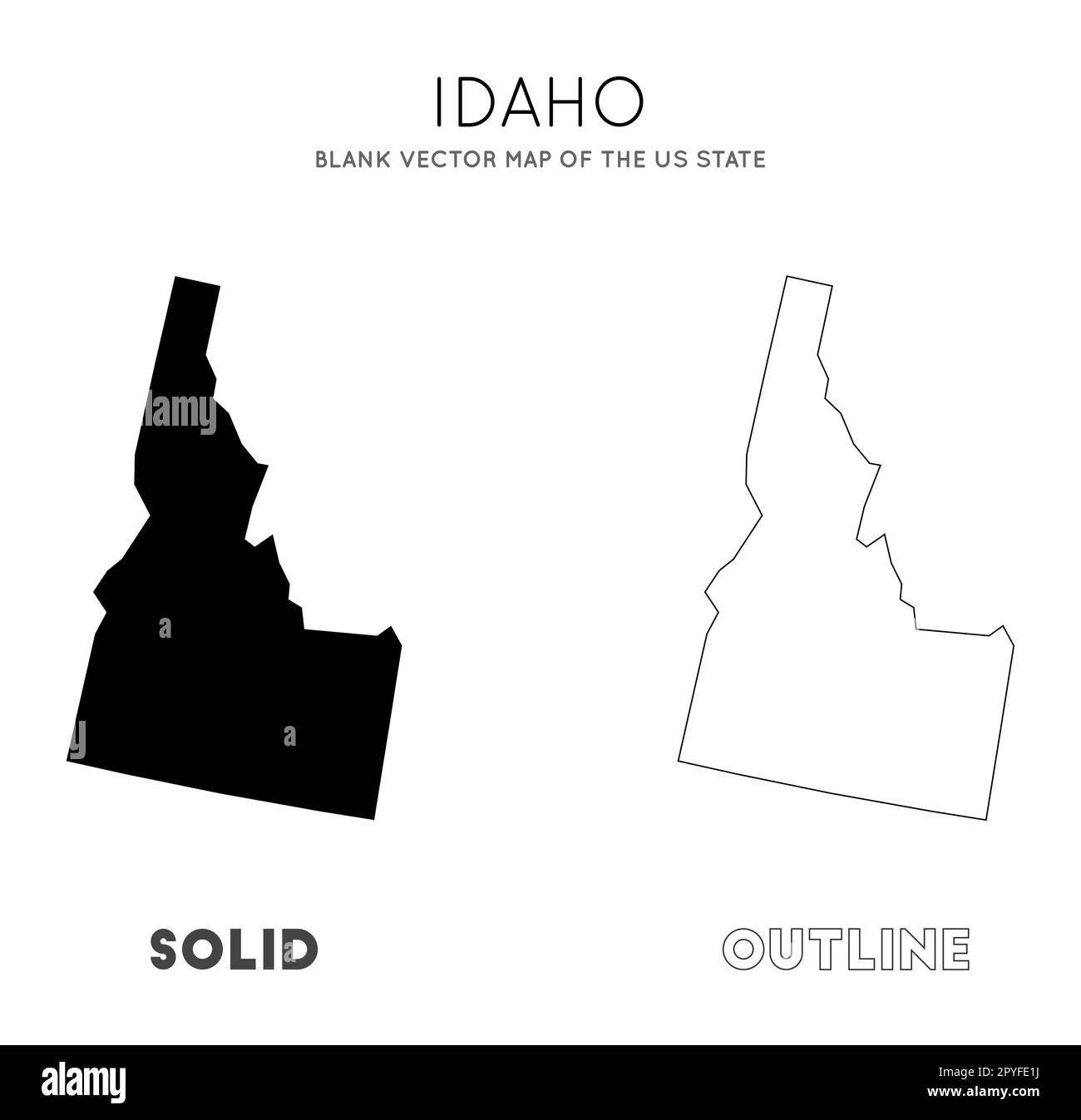 Idaho Karte. Leere Vektorkarte des US-Bundesstaates. Grenzen von Idaho für Ihre Infografik. Vektorabbildung. Stock Vektor