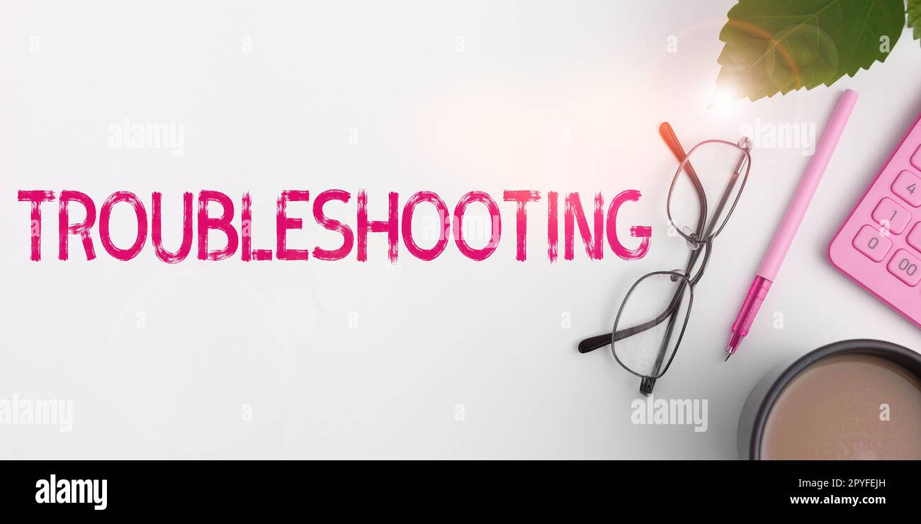 Konzeptionelle Beschriftung Fehlerbehebung. Geschäftsansatz eine Untersuchung oder Behandlung der Probleme ist aufgetreten Stockfoto