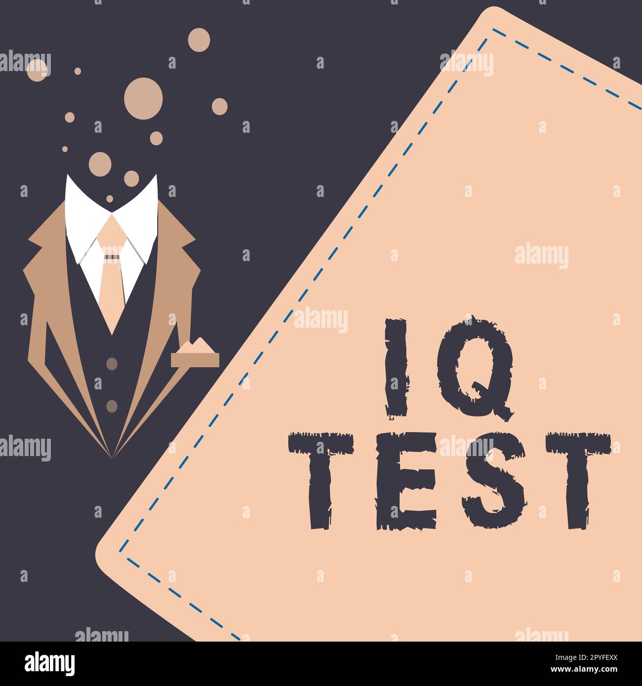 Text mit Inspiration IQ Test. Konzept bedeutet Versuch, deine kognitiven Fähigkeiten zu messen, menschliche Intelligenz zu beurteilen Stockfoto