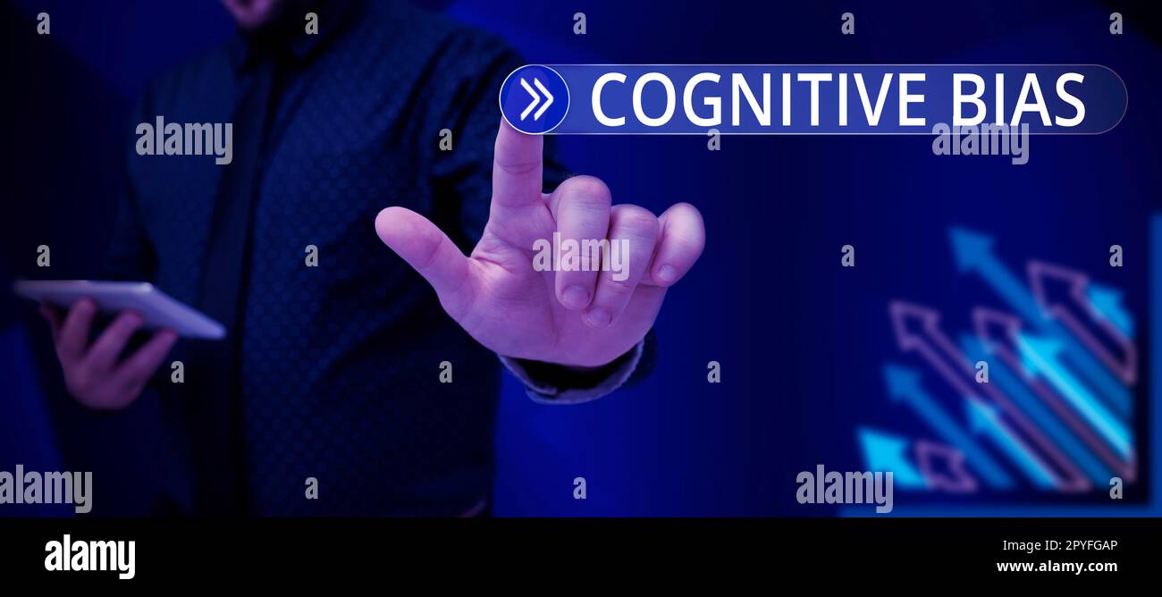 Text, der Inspiration kognitive Vorurteile zeigt. Betriebswirtschaftliche psychologische Behandlung psychischer Störungen Stockfoto