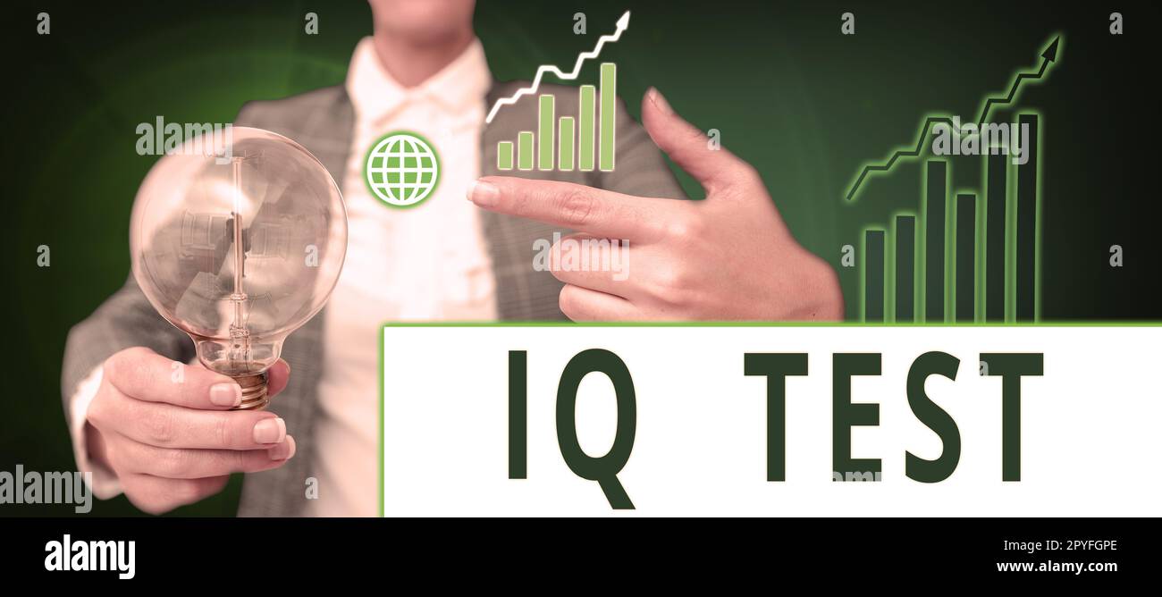 Handschrifttext IQ-Test. Konzept bedeutet Versuch, deine kognitiven Fähigkeiten zu messen, menschliche Intelligenz zu beurteilen Stockfoto