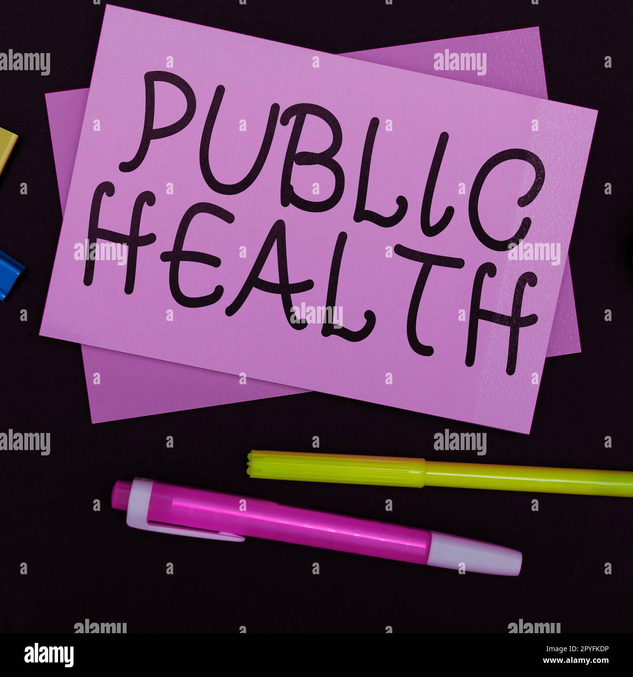 Konzeptionelle Darstellung Public Health. Unternehmerischer Ansatz zur Förderung einer gesunden Lebensweise für die Gemeinschaft und ihre Menschen Stockfoto