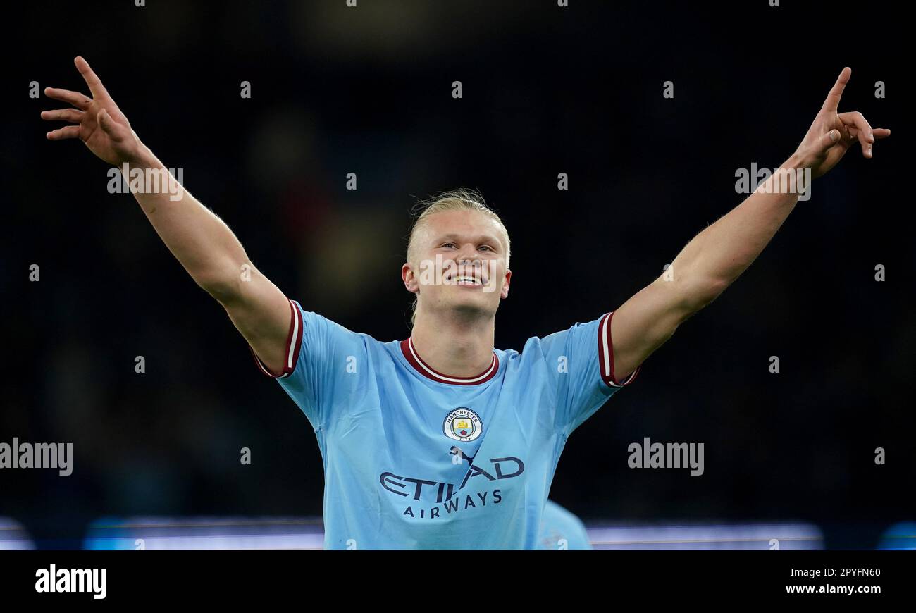 Meisten Premier League Tore In Einer Saison Erling Haaland von Manchester City feiert das zweite Tor seiner Seite