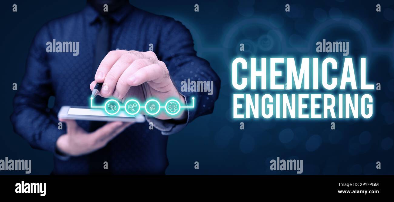 Konzeptionelle Darstellung Chemical Engineering. Geschäftsidee, die Dinge entwickelt, die sich mit der industriellen Anwendung der Chemie befassen Stockfoto