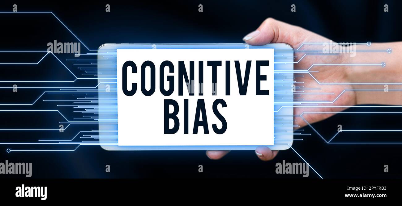 Handgeschriebenes Zeichen kognitive Vorurteile. Begriffliche photopsychologische Behandlung psychischer Störungen Stockfoto