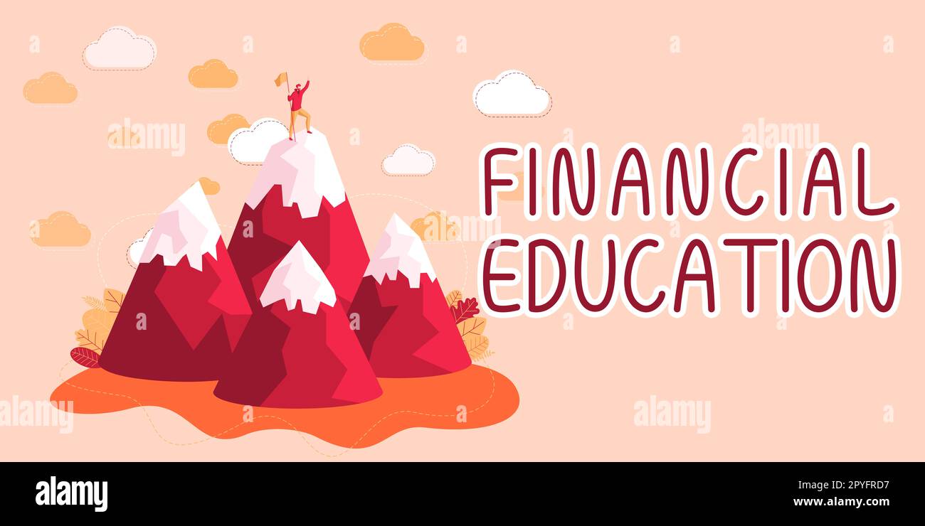 Hand schreiben Zeichen Financial Education. Wort zum Verständnis von Währungsbereichen wie Finanzen und Investieren Stockfoto