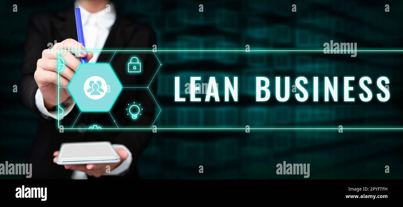 Konzeptionelle Darstellung Lean Business. Wort für Verbesserung der Abfallminimierung ohne Einbußen bei der Produktivität Stockfoto