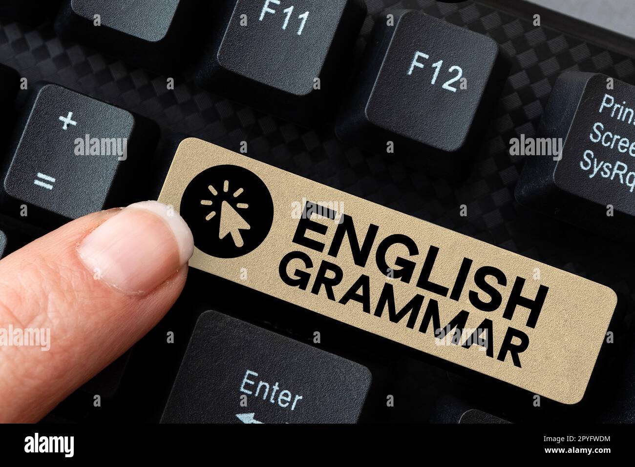 Konzeptionelle Anzeige englische Grammatik. Die Kurse zur Unternehmensüberblick decken alle Ebenen der englischen Sprache und des Schreibens ab Stockfoto