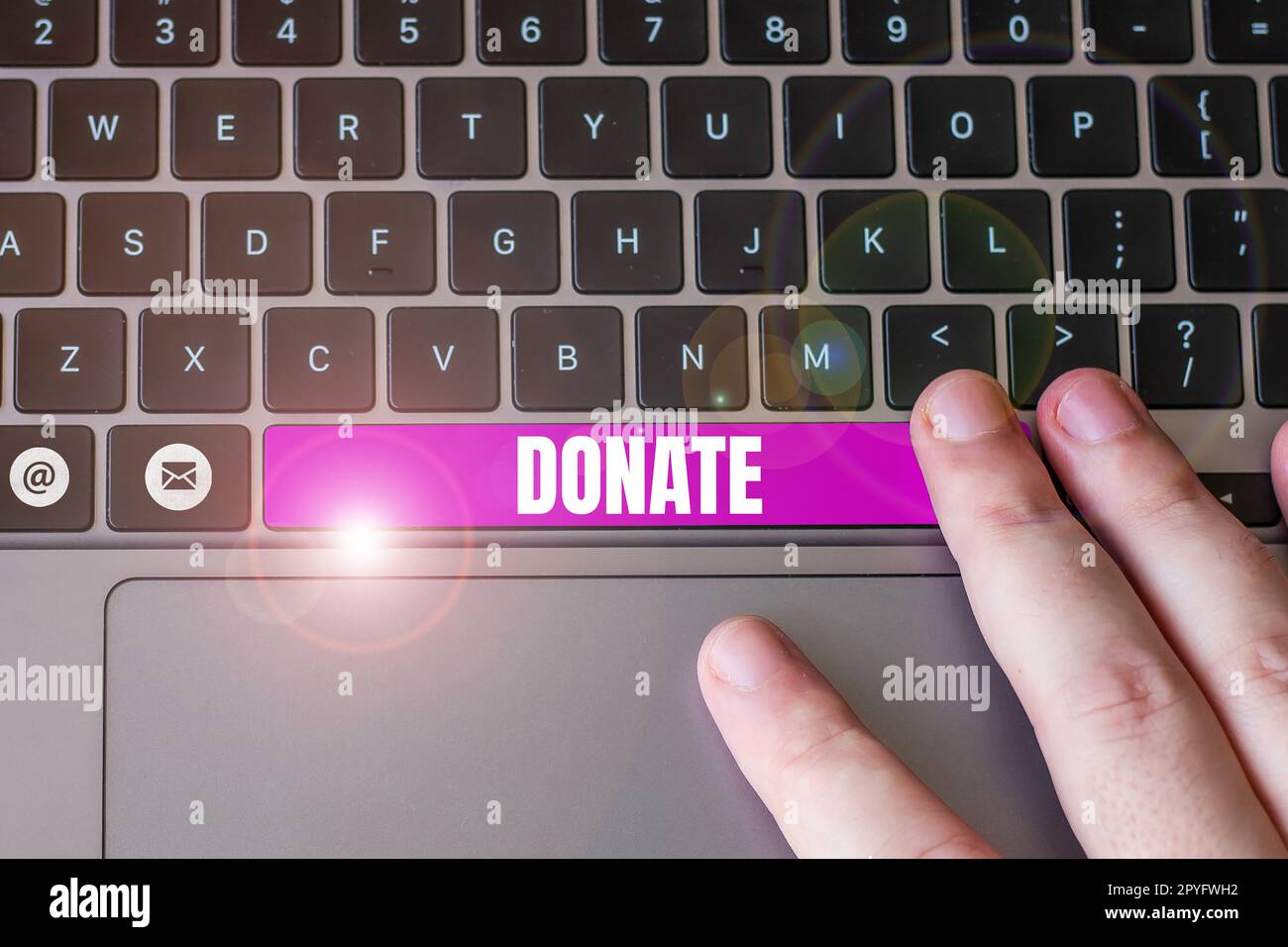 Handschrifttext Spenden. Wort für Geld oder Waren für einen guten Zweck, zum Beispiel für wohltätige Zwecke oder Menschen Stockfoto