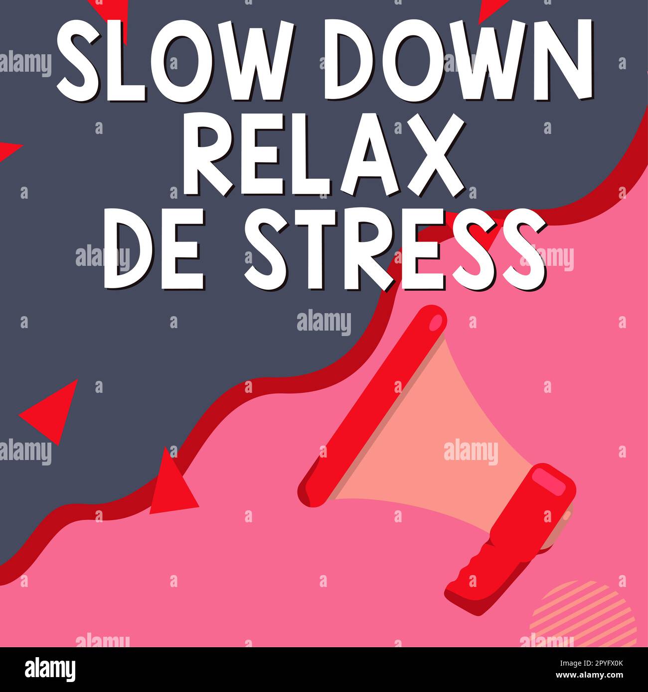 Konzeptionelle Anzeige langsamer Relax De Stress. Das Wort „Break a Break“ reduziert Stress und Ruhe Stockfoto