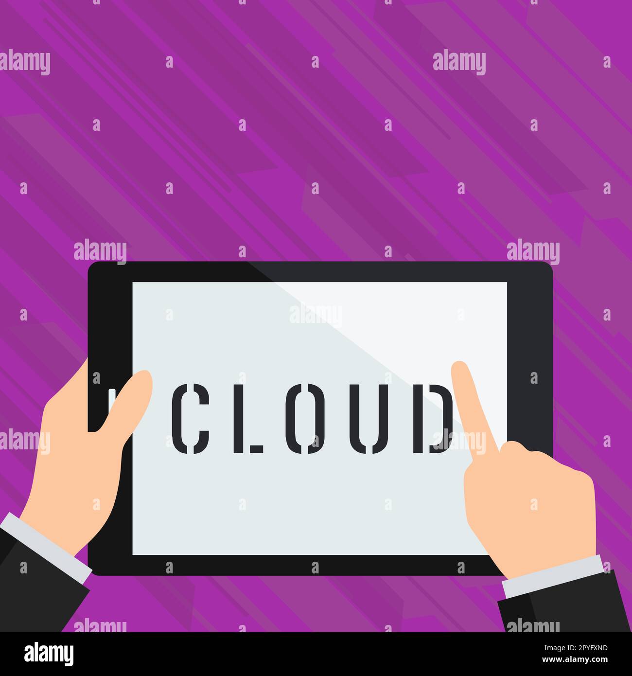 Konzeptionelle Caption Cloud. Wort für sichtbare Masse von kondensiertem, wässrigem Dampf, der in der Atmosphäre schwimmt Stockfoto