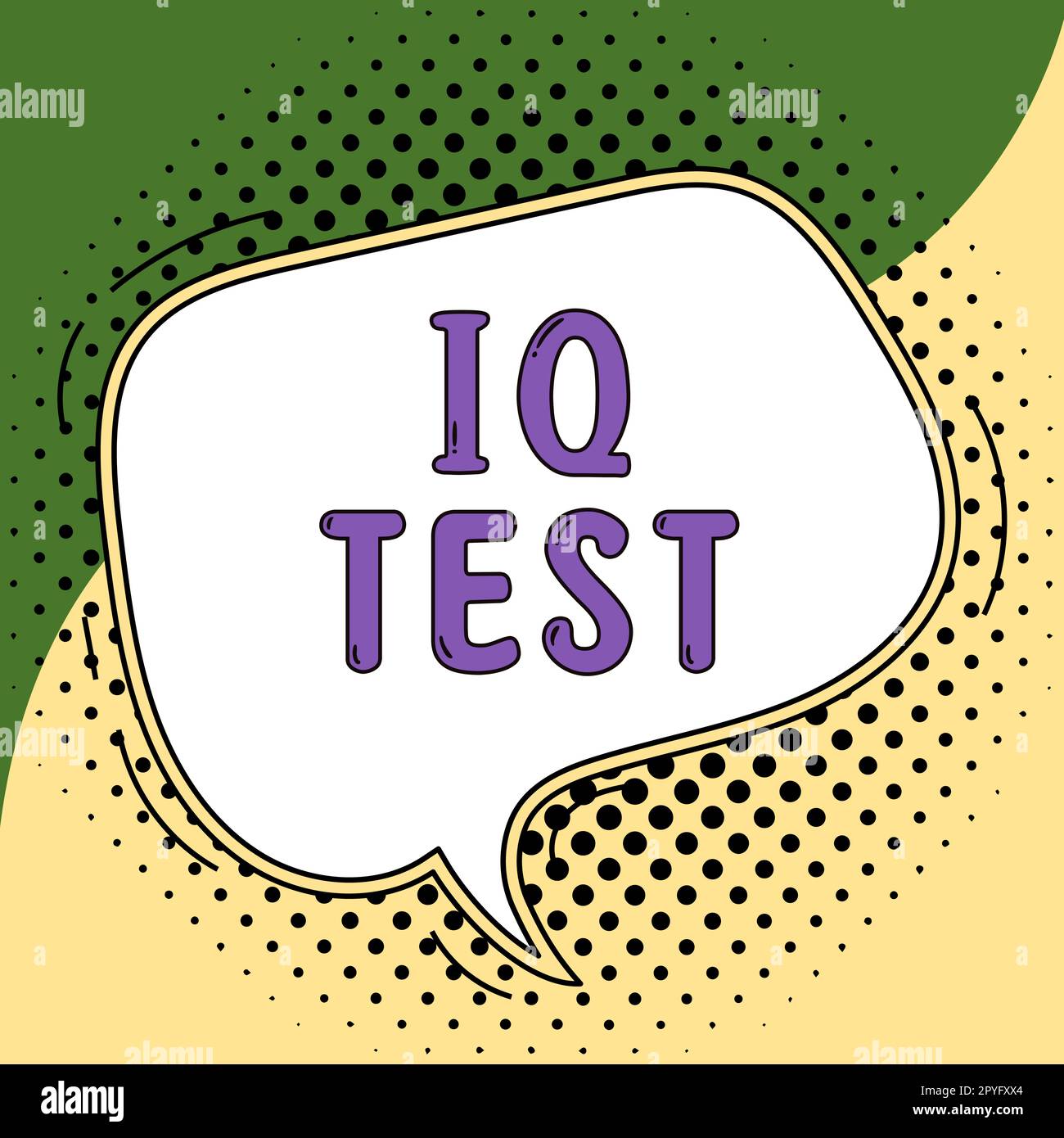 Schreiben mit angezeigtem Text IQ-Test. Geschäftsidee Versuch, deine kognitiven Fähigkeiten zu messen, menschliche Intelligenz einzuschätzen Stockfoto