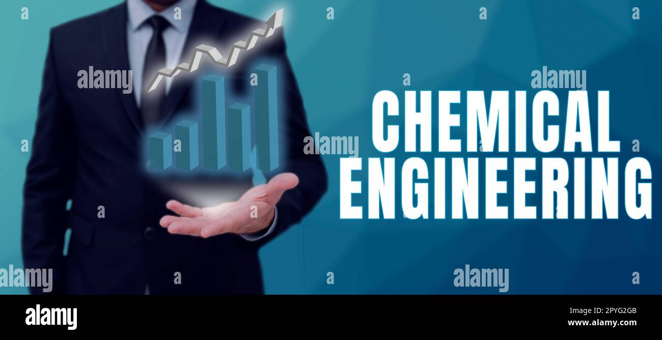 Konzeptionelle Darstellung Chemical Engineering. Konzeptionelle Fotoentwicklungsthemen für die industrielle Anwendung der Chemie Stockfoto