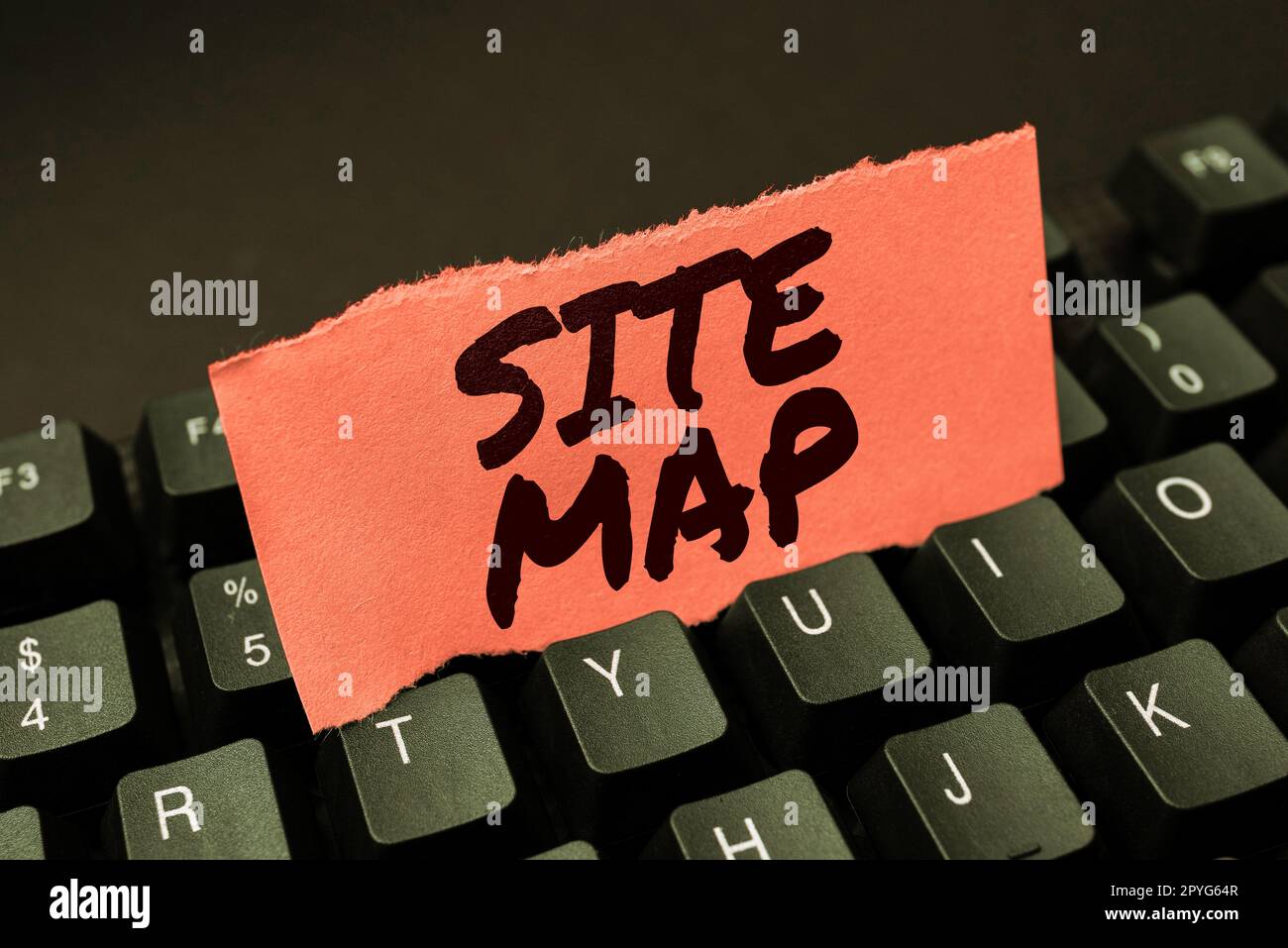 Konzeptionelle Darstellung der Sitemap. Dieses Wort soll sowohl Benutzern als auch Suchmaschinen die Navigation auf der Website erleichtern Stockfoto