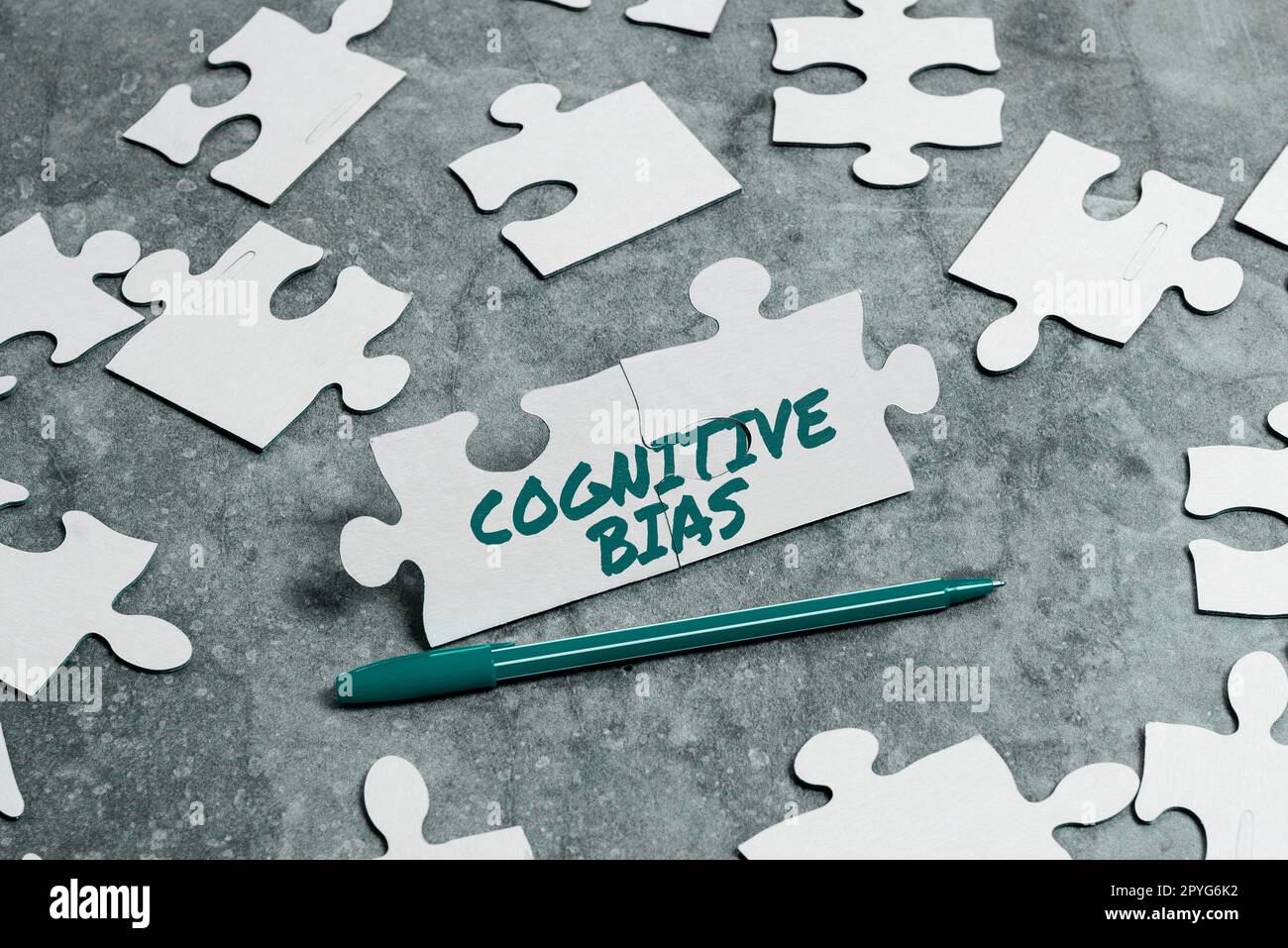 Textbeschriftung mit kognitiven Vorurteilen. Ein Wort zur psychologischen Behandlung psychischer Störungen Stockfoto