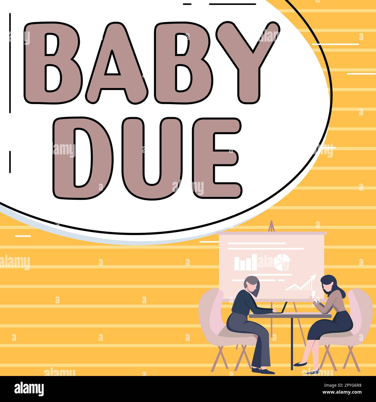 Begrifflicher Titel Baby Due. Geschäftsansatz wird bald unter emotionaler Mitarbeiterbindung geboren, wie lange die Vorbereitung voraussichtlich dauert Stockfoto
