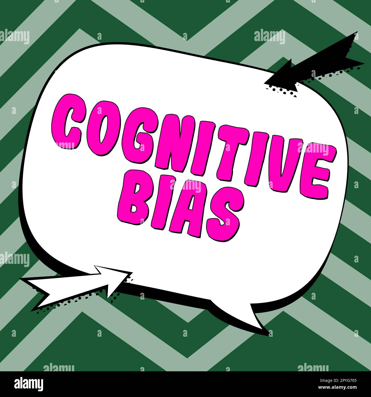 Textzeichen mit kognitiven Vorurteilen. Geschäftsideepsychologische Behandlung psychischer Störungen Stockfoto