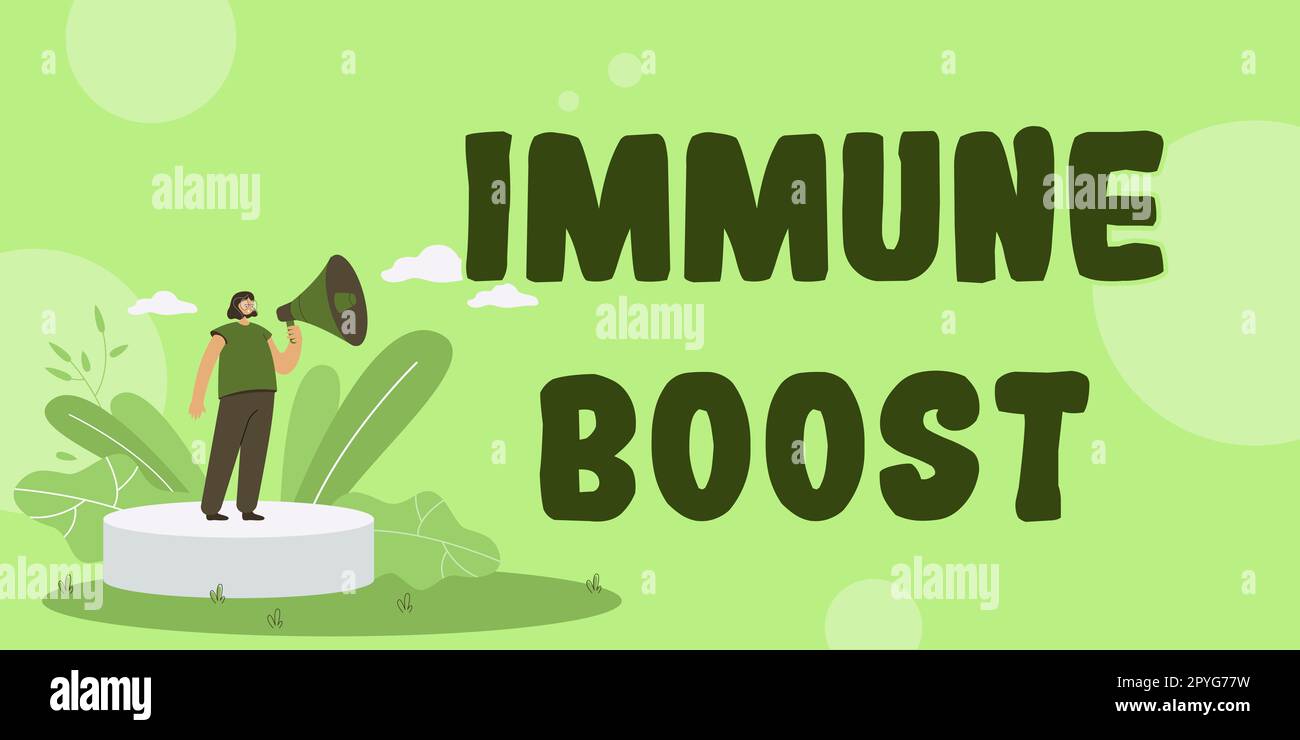 Konzeptionelle Anzeige Immune Boost. Wort für die Fähigkeit, einer bestimmten Krankheit widerstehen zu können, die die Entwicklung von Krankheitserregern verhindert Stockfoto