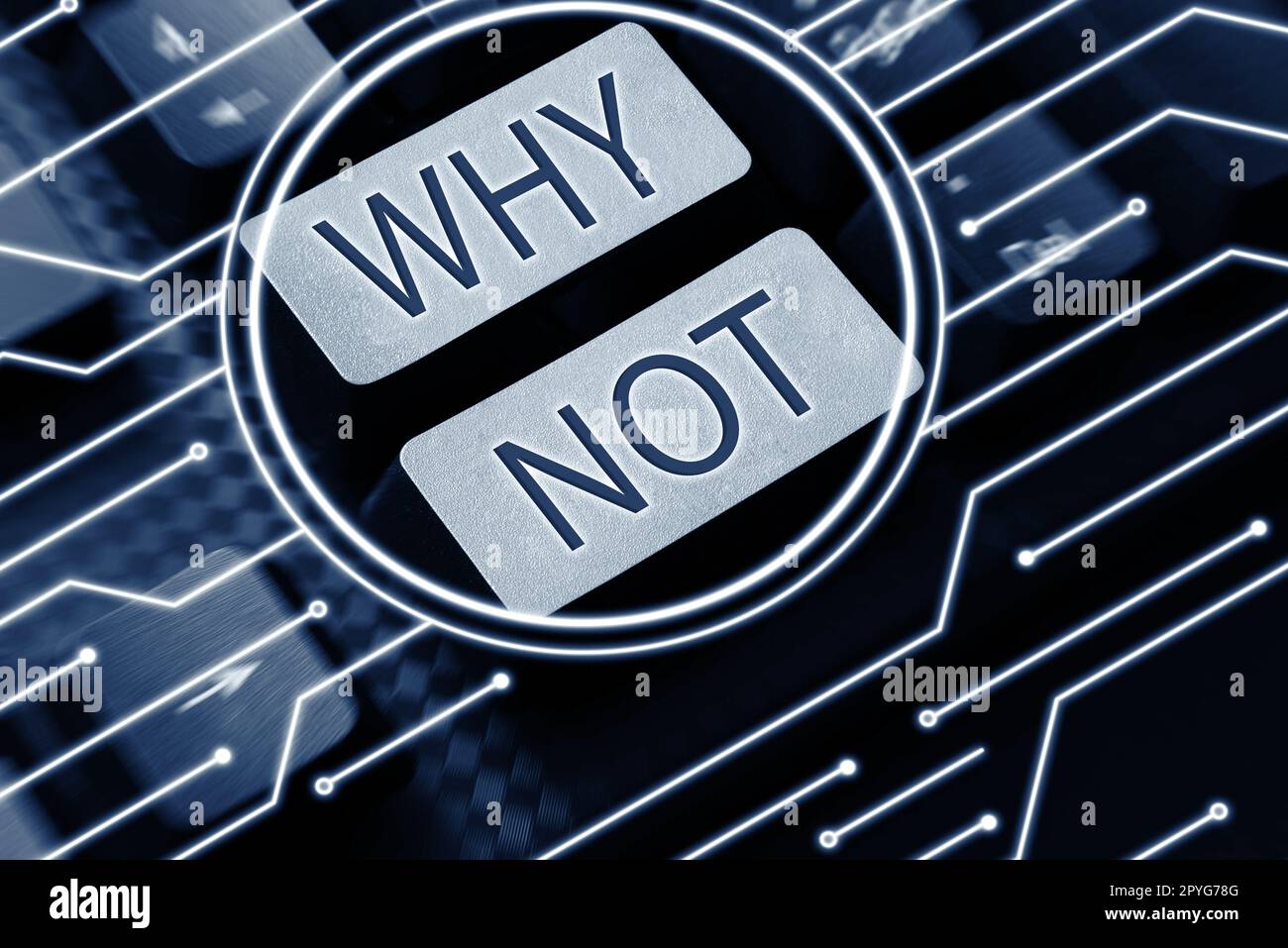 Textzeichen mit „Warum nicht“. Konzeptfoto, das verwendet wird, um einen Vorschlag zu machen oder um die Zustimmung zum Thema auszudrücken Stockfoto
