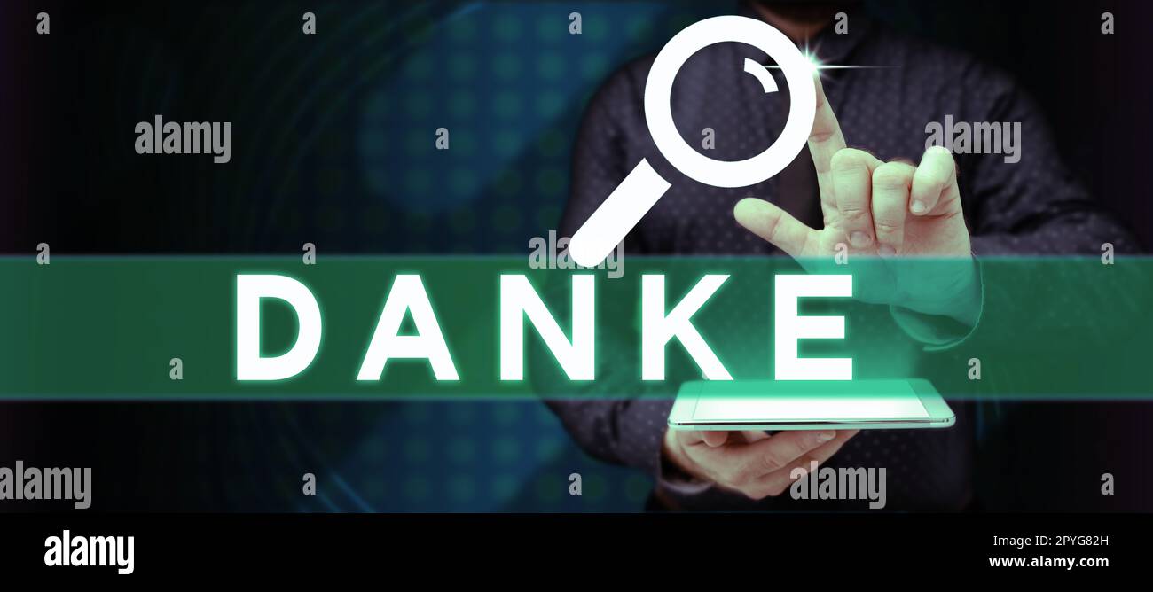 Konzeptionelle Darstellung Danke. Dieses Wort dient als informelle Art, sich in deutscher Sprache zu bedanken Stockfoto
