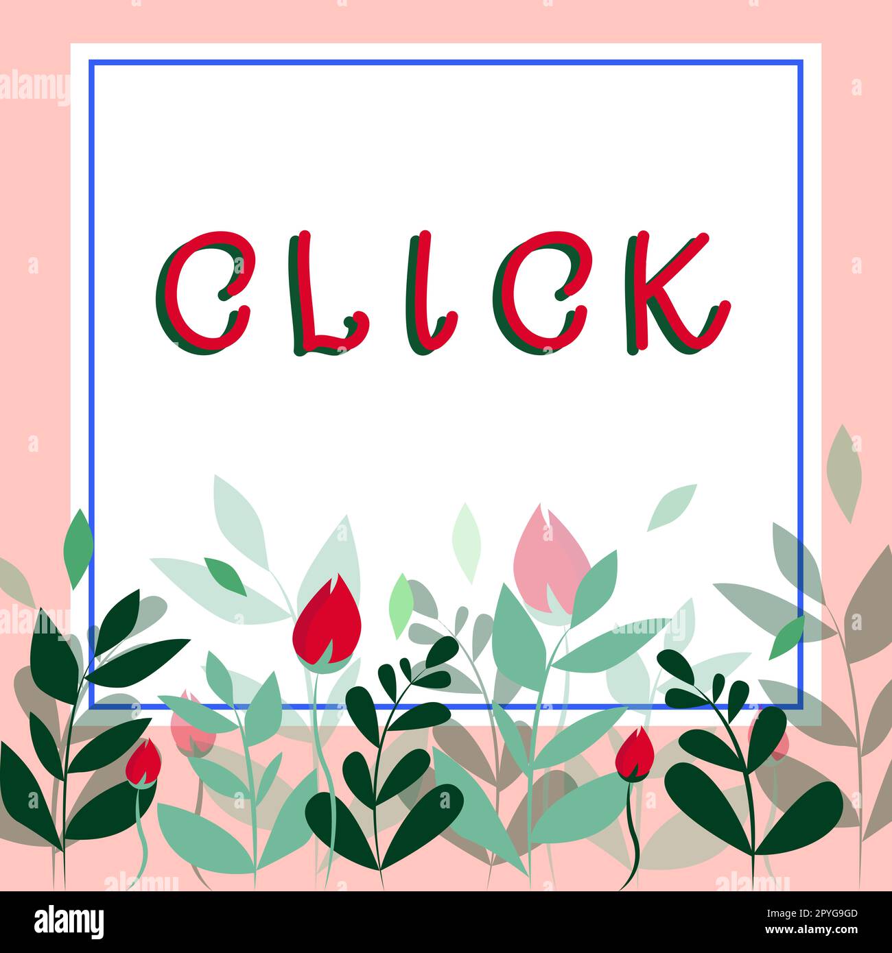 Schild, das Klick anzeigt. Business Showcase durch Drücken einer Taste an einer Maus Ähnliches Gerät scharfer kurzer Ton Stockfoto