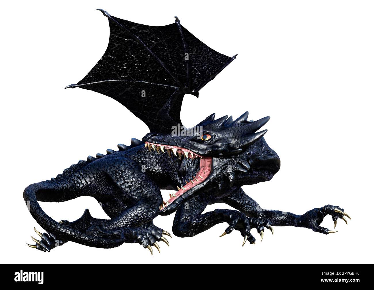 3D-Rendering eines Fantasy-Drachen isoliert auf weißem Hintergrund Stockfoto