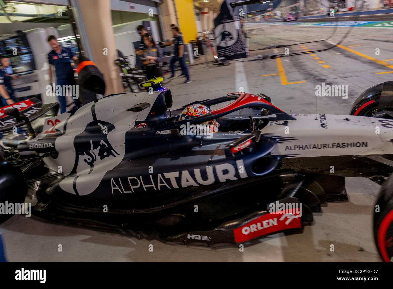 MANAMA, BAHRAIN, Sakhir Circuit, 3. März 2023: Nr. 22, Yuki TSUNODA, JAP, Team Scuderia Alpha Tauri, AT04, während des Bahrain Formel 1 Grand Prix at Stockfoto