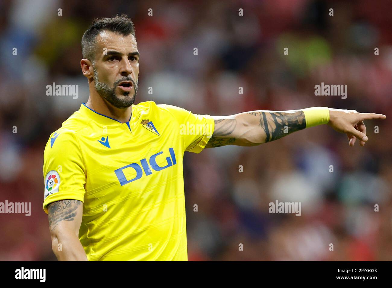 Madrid, Spanien. 03/05/2023, Alvaro Negredo von Cadiz CF während des Spiels LaLiga, zwischen Atletico de Madrid und Cadiz CF. Gespielt im Civitas Metropolitano Stadium am 03. Mai 2023 in Madrid, Spanien. (Foto: Cesar Cebolla/PRESSIN) Stockfoto