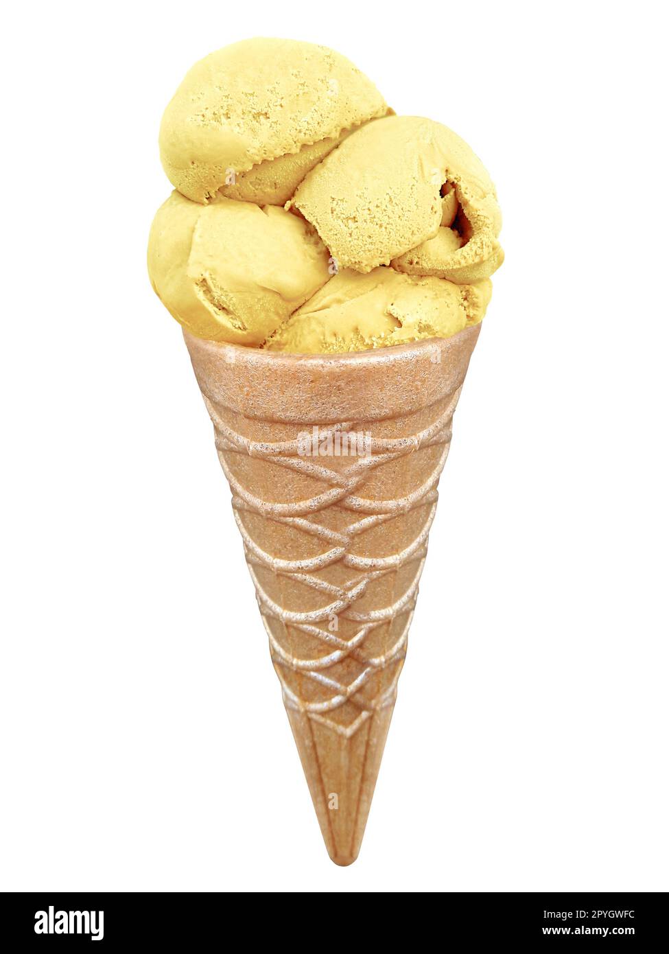 Vanille-Eiscreme in der Kegel auf weißem Hintergrund Stockfoto