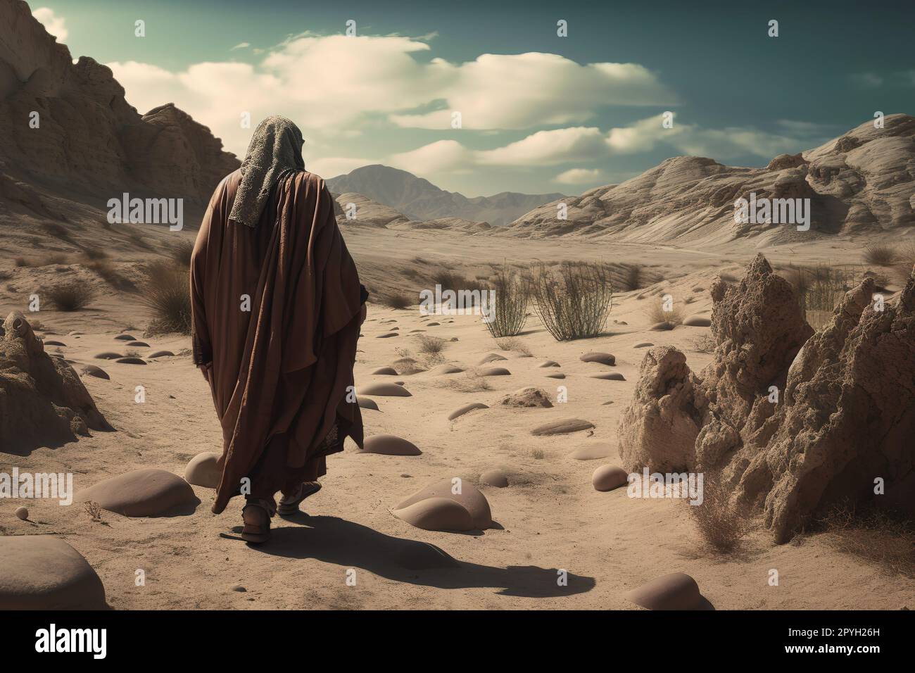 Moses in der Wildnis der biblische Moses spaziert durch die Wüste Sinai