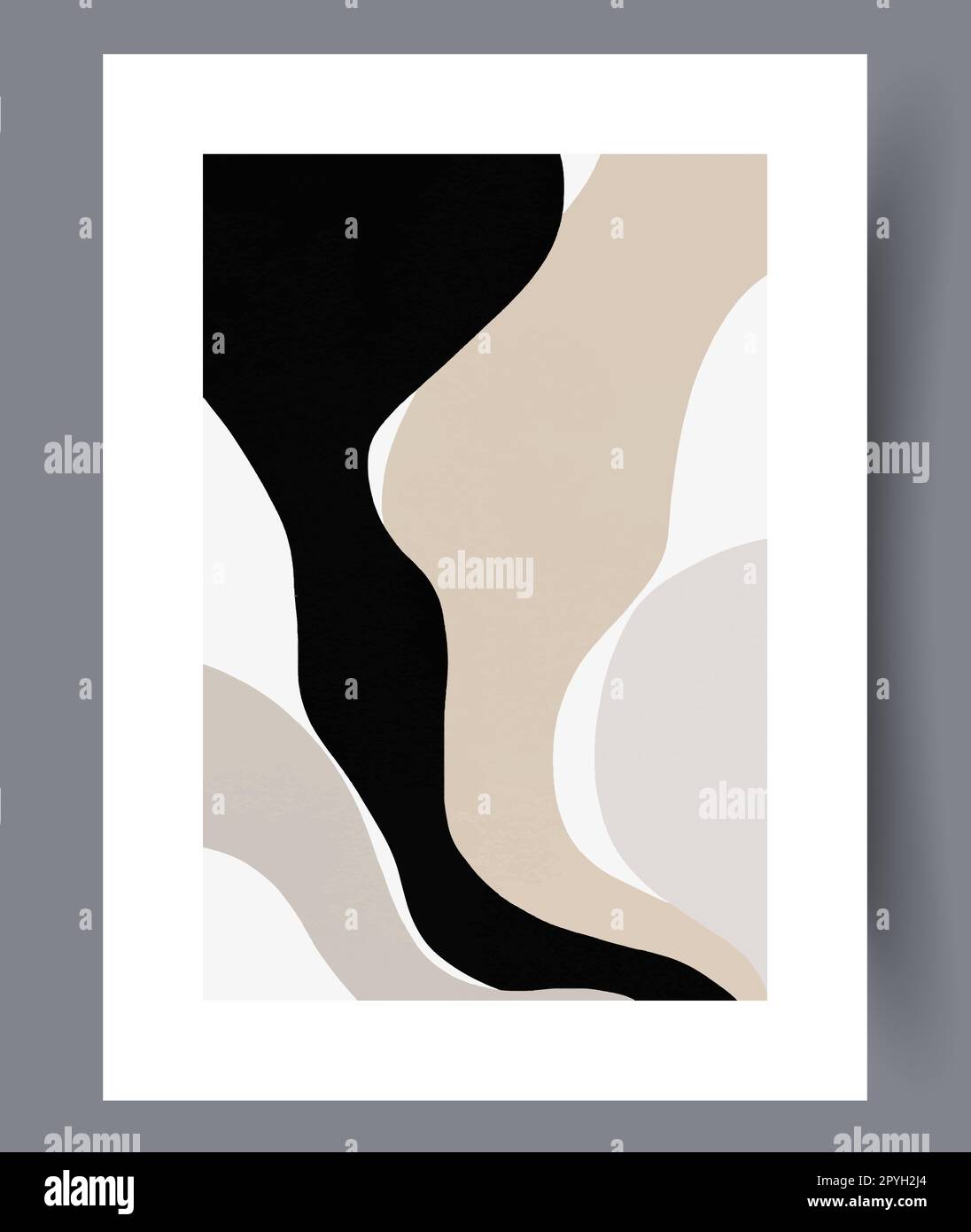 Abstrakte Formen einfacher Wandmotiv. Wandgemälde für die Innengestaltung. Zeitgenössischer dekorativer Hintergrund mit Bildern. Ausdruckbare minimale ab Stockfoto