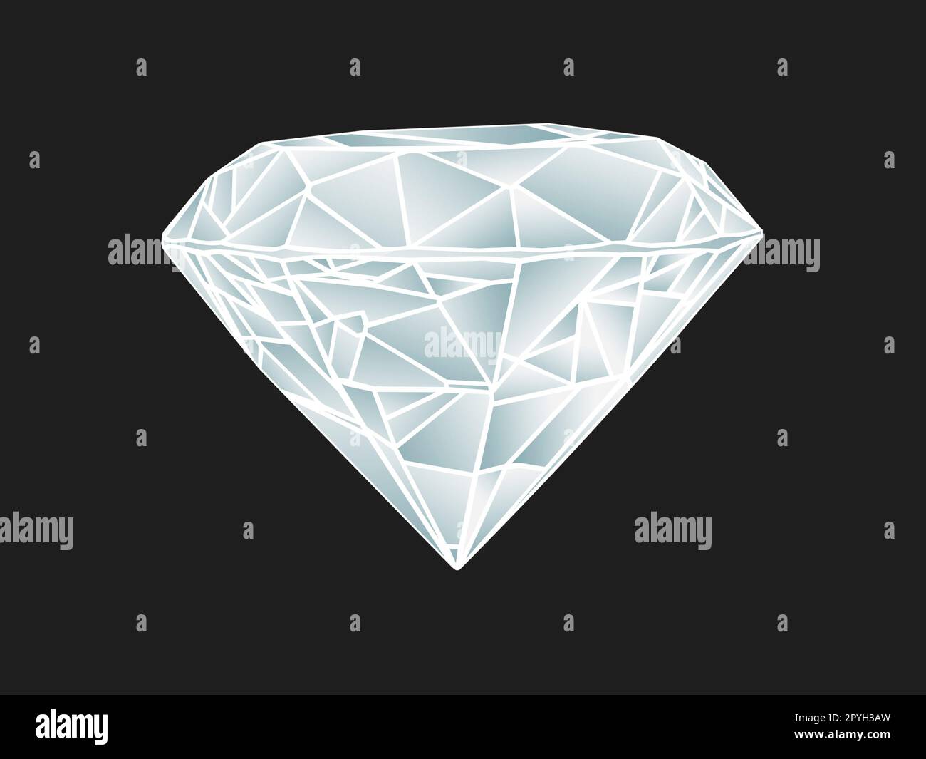Ein realistischer Diamant. Kein Verlaufsgitter auf schwarzem Hintergrund Stockfoto