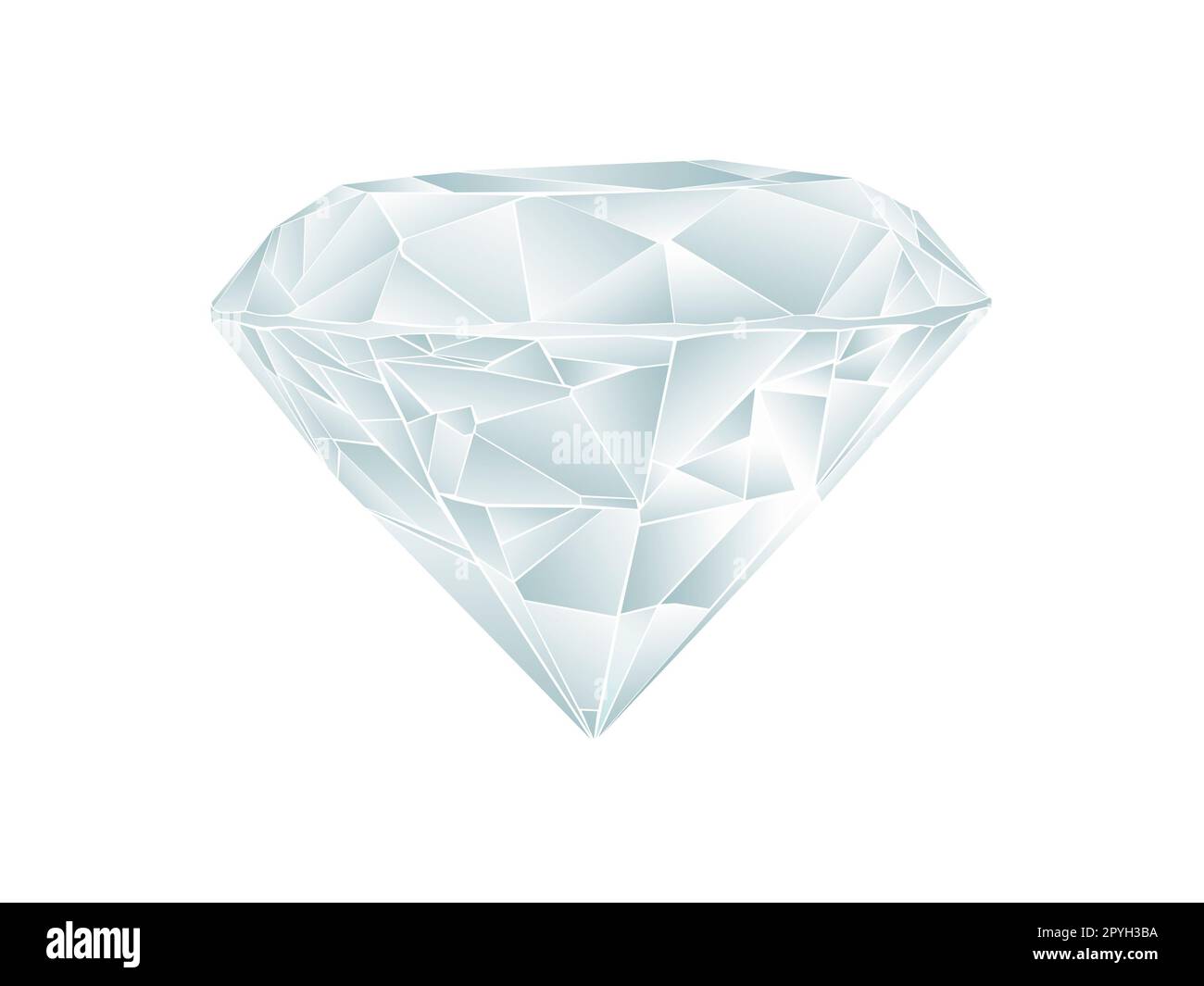 Ein realistischer Diamant. Kein Verlaufsgitter auf weißem Hintergrund Stockfoto