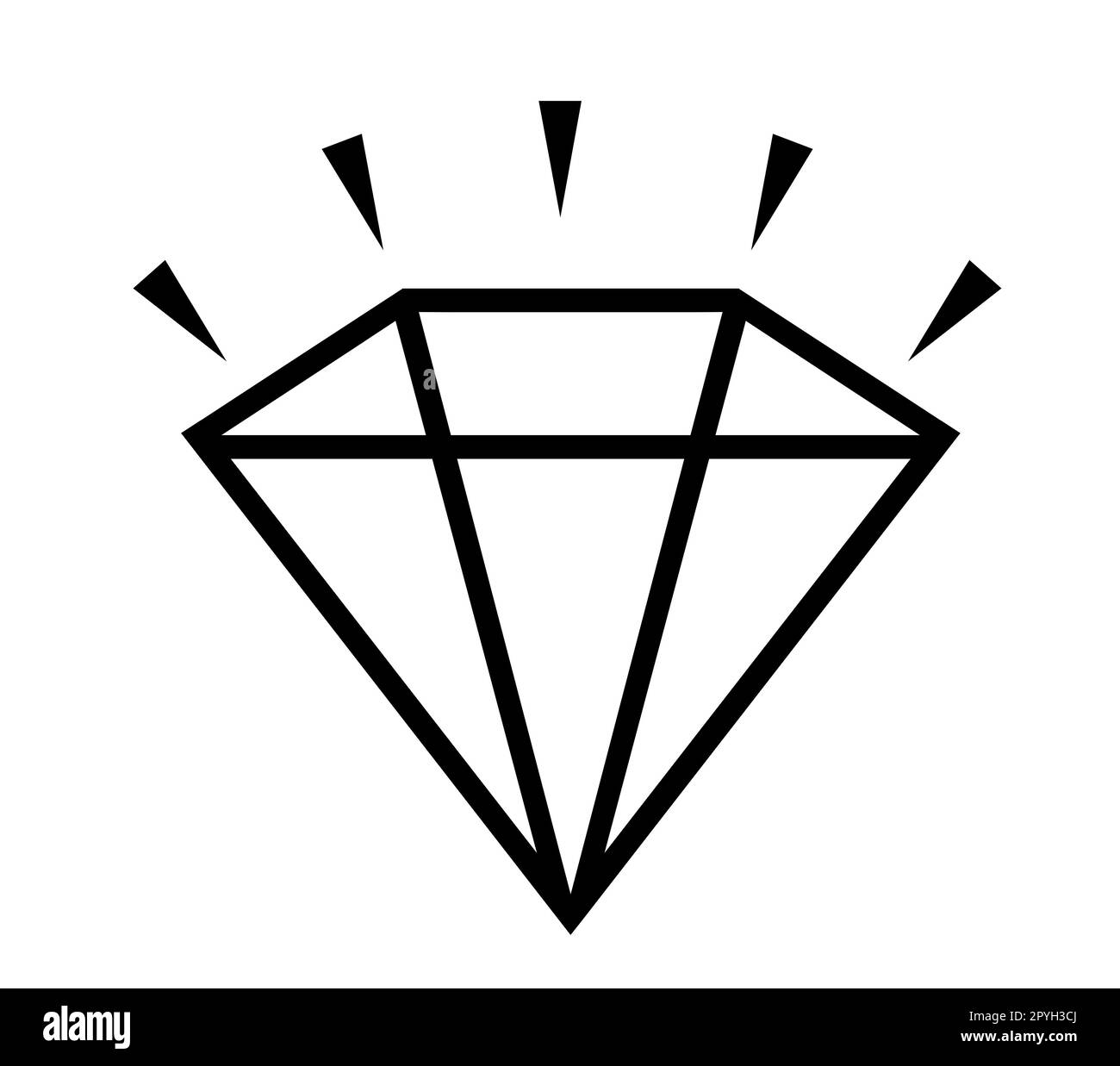 Brillante Diamantlinie. Lineares Zeichen für mobiles Konzept und Webdesign. Symbol, Logo-Abbildung. Pixelgenaue Vektorgrafiken Stockfoto