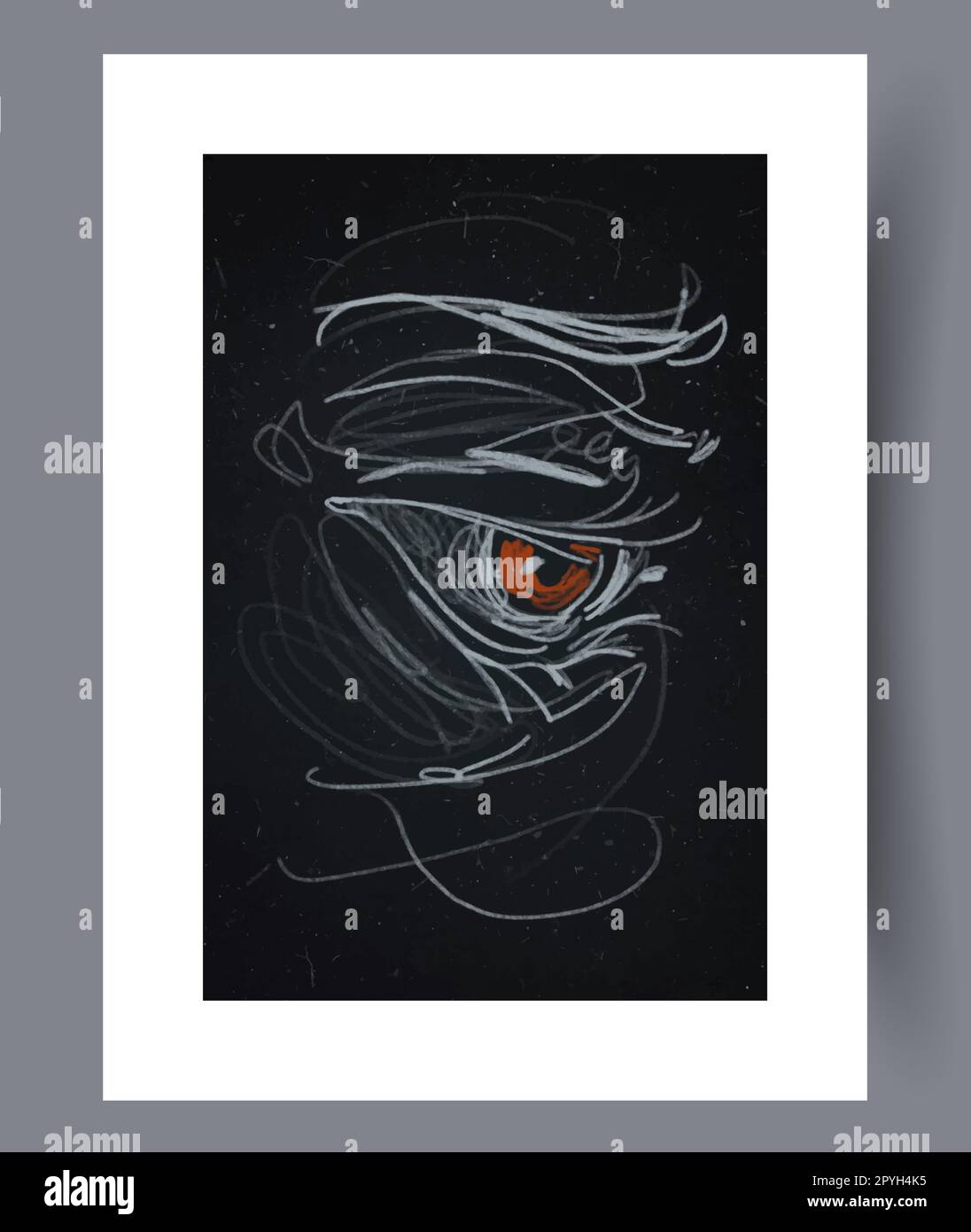 Wandmotiv mit Esoterik im Portrait Eye-Design. Wandgemälde für die Innengestaltung. Druckbares minimalistisches abstraktes Augenposter. Zeitgenössische dekorative Hintergrundbeleuchtung Stockfoto
