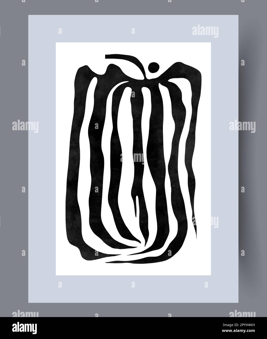 Abstrakter Wandmotiv mit Kontrastbild und Chaos. Druckbares minimales abstraktes Chaos-Poster. Zeitgenössischer dekorativer Hintergrund mit Bildern. Wandgemälde Stockfoto