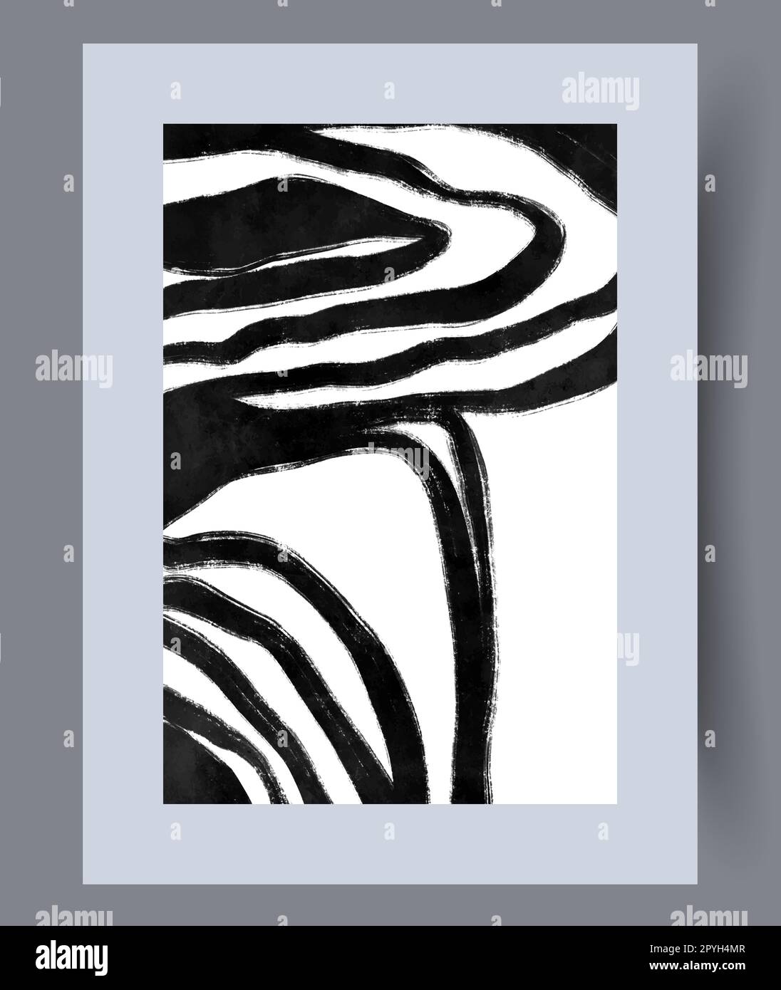 Abstrakter Schirmbilddruck mit düsterer Vorlage. Druckbares Poster mit minimalen abstrakten Schaltkreisen. Zeitgenössischer dekorativer Hintergrund mit Schablone. Wandschmuck Stockfoto