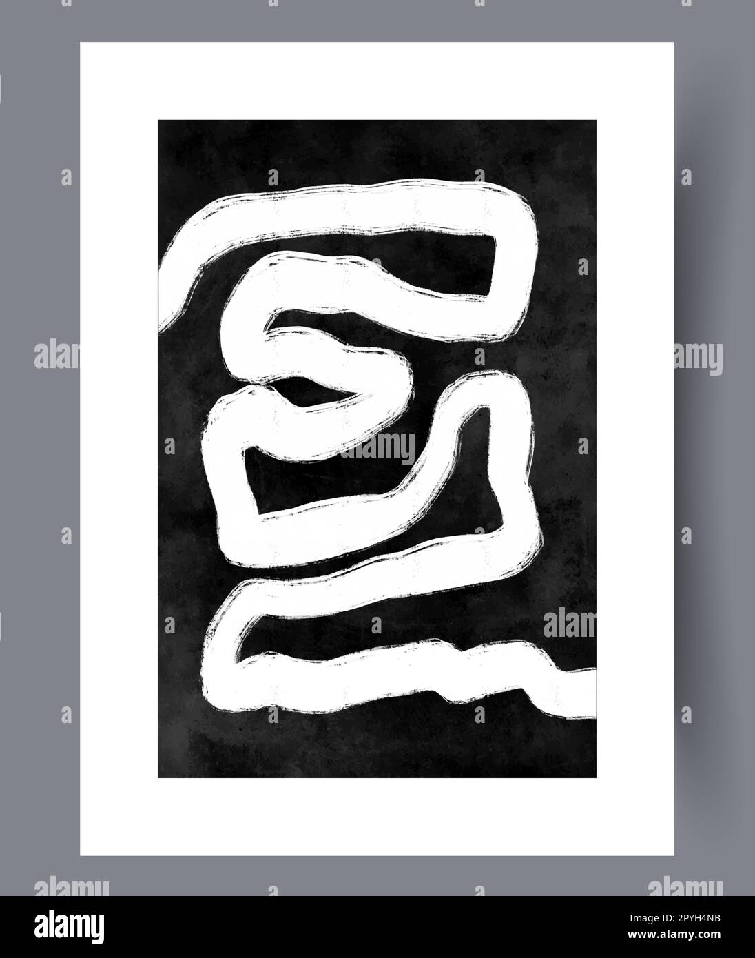 Abstrakter Way Tortuous Path Wandbilddruck. Druckbares minimalistisches abstraktes Way Poster. Wandgemälde für die Innengestaltung. Zeitgenössischer dekorativer Hintergrund Stockfoto