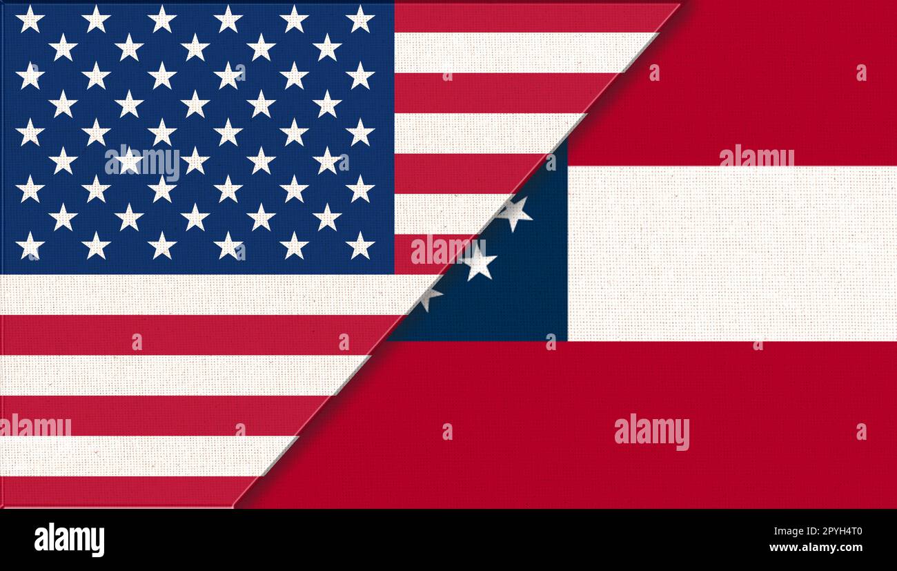 Flaggen der USA und Georgiens. Politisches Konzept. Amerikanische und georgische Flaggen Stockfoto