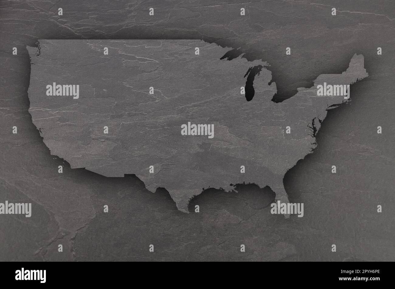 Karte der USA auf dunklem Schiefer Stockfoto