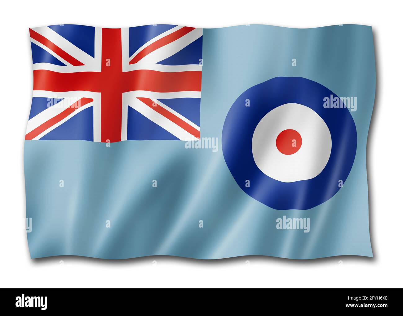 Royal Air Force Ensign, Großbritannien Wehende Flaggen Kollektion. 3D-Darstellung Stockfoto