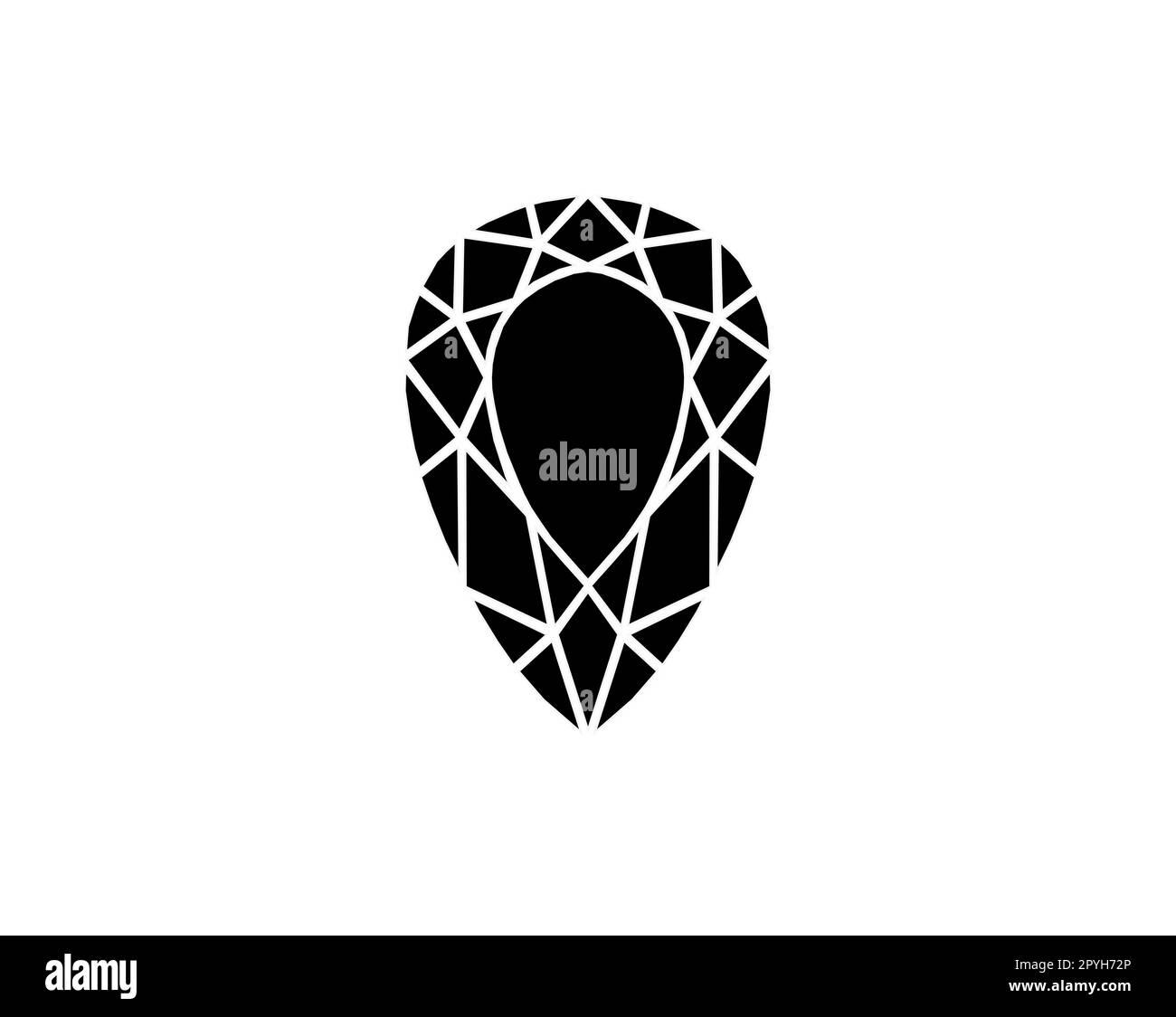 Diamanten im flachen Stil. Abstrakte Symbole aus schwarzen Diamanten. Lineares Umrisszeichen. Diamanten mit Icon-Logo Stockfoto