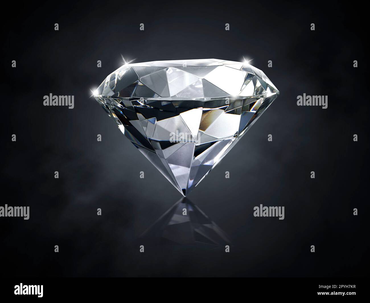 Glänzender, brillanter Diamant auf dunklem Hintergrund Stockfoto