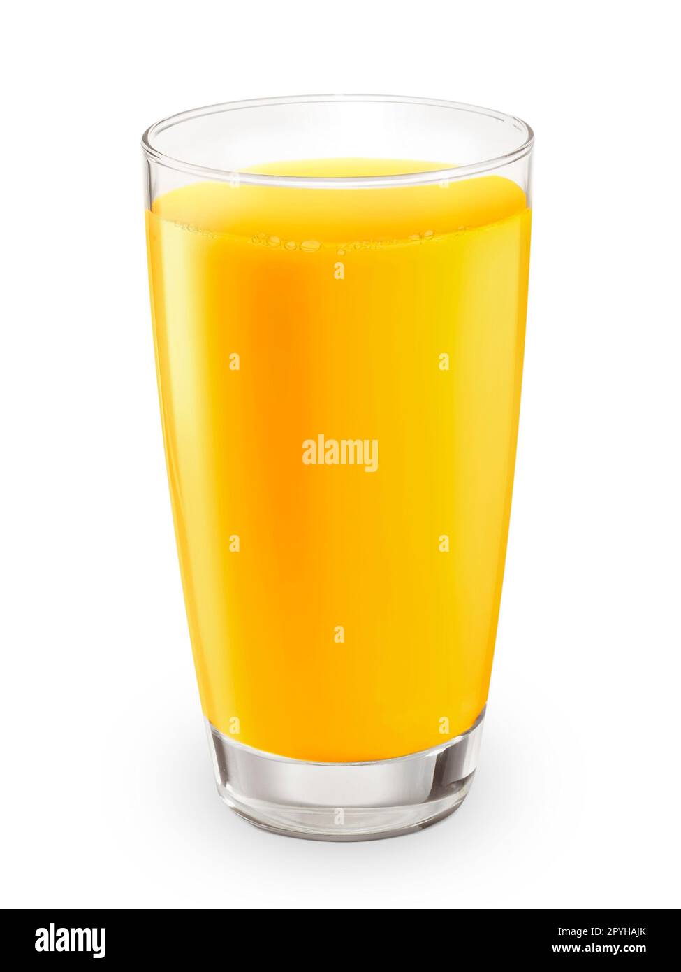 Orangensaft Glas, auf weißem Hintergrund Stockfoto