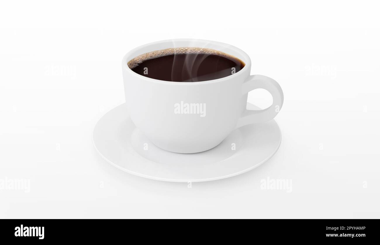 Tasse Kaffee isoliert auf weißem Hintergrund Stockfoto