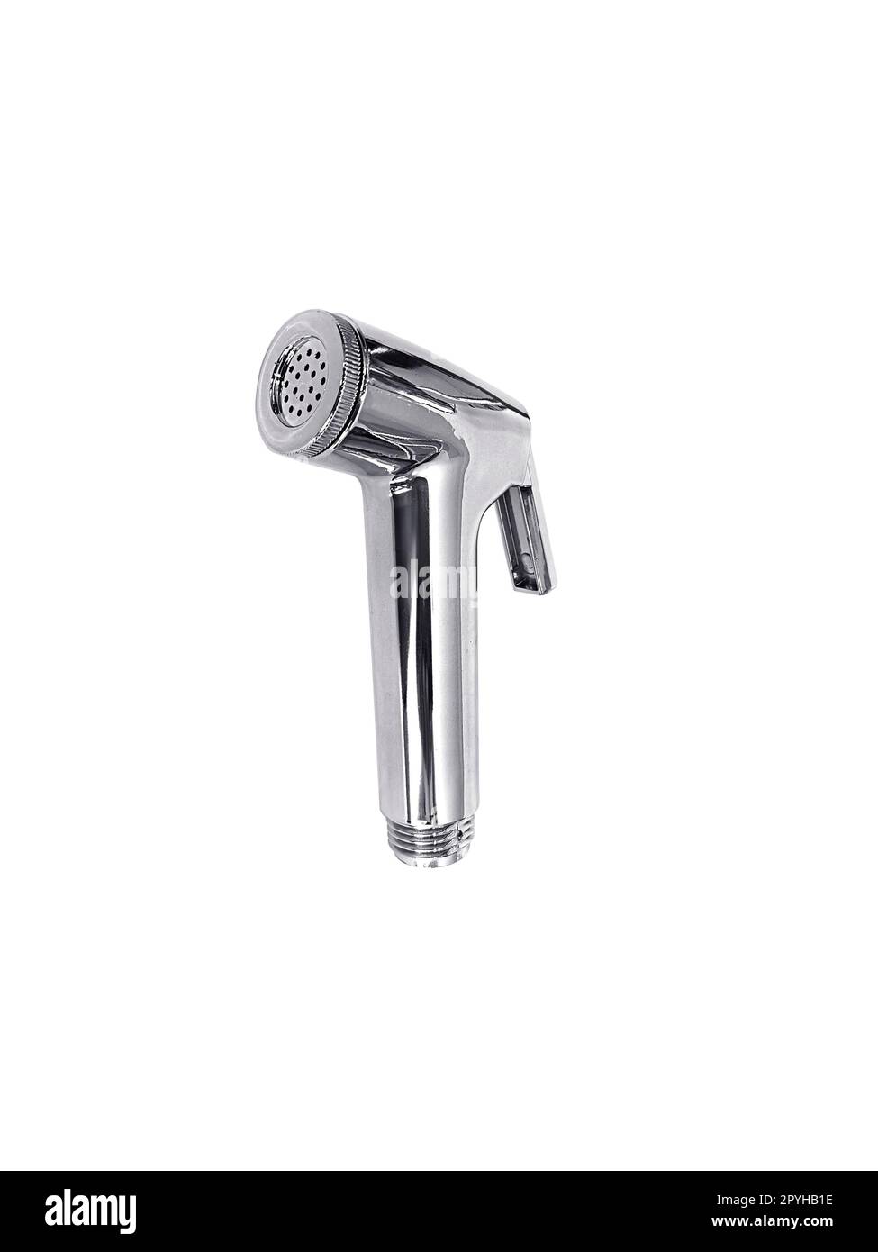 Kopf der WC-Düse zur Reinigung von Waschmitteln in der Toilette, isolierte Düse Wasser-Toilette Stockfoto