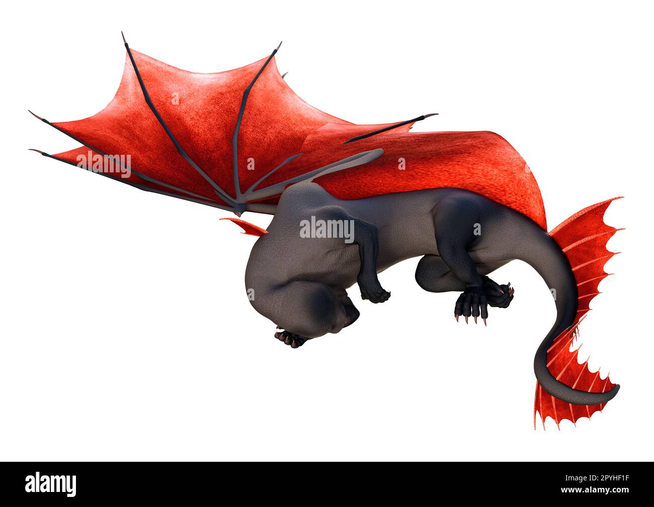 3D-Rendering eines Fantasy-Drachen isoliert auf weißem Hintergrund Stockfoto