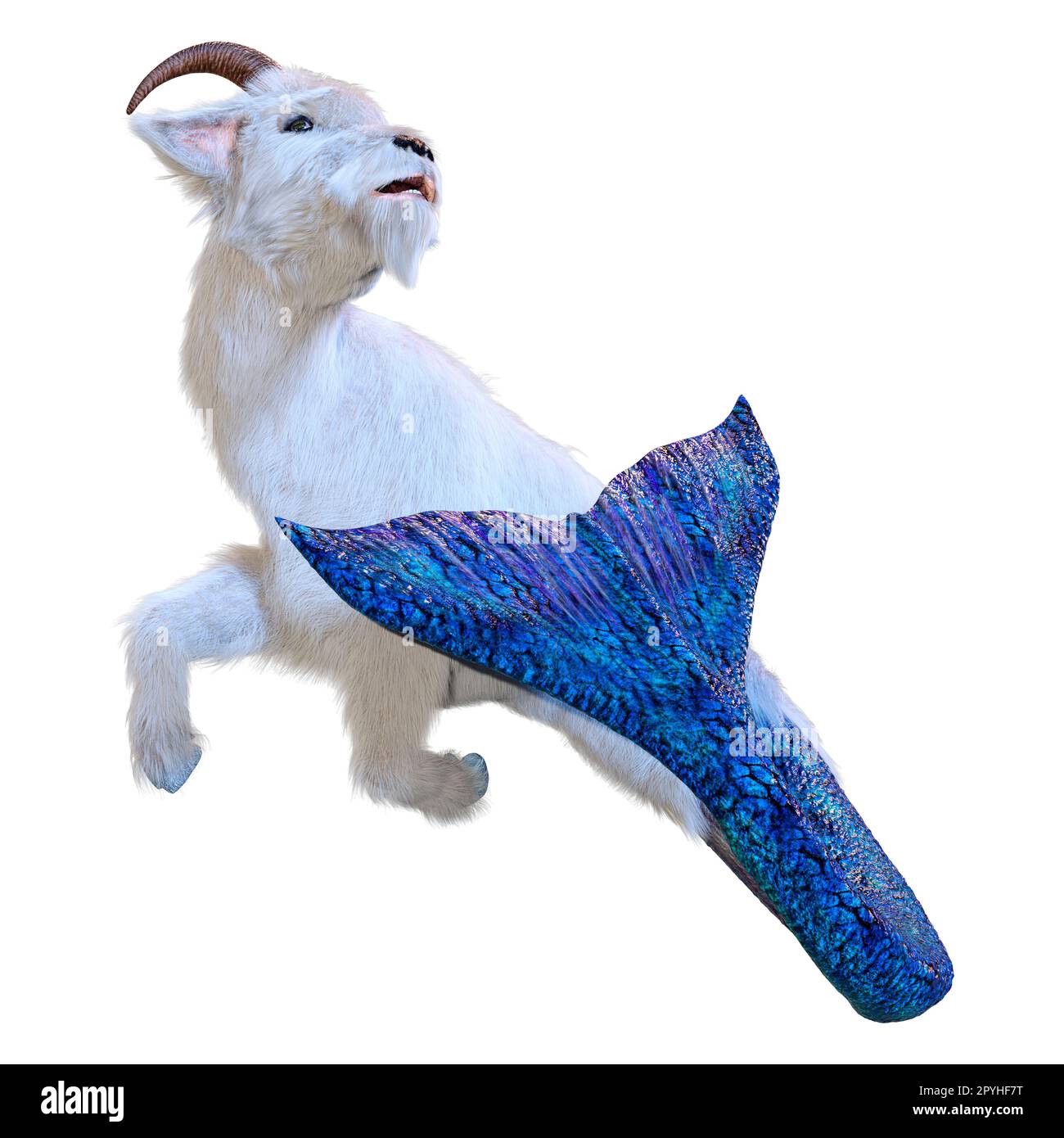 3D Darstellung eines steinbocks, der Meeresziegenstern isoliert auf weißem Hintergrund Stockfoto