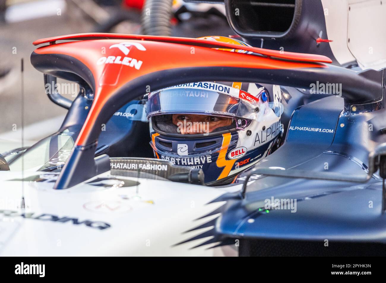 MANAMA, BAHRAIN, Sakhir Circuit, 5. März 2023: Nr. 21, Nick de VRIES, NDL, Scuderia Alpha Tauri, während des Bahrain Formel 1 Grand Prix im Bahr Stockfoto
