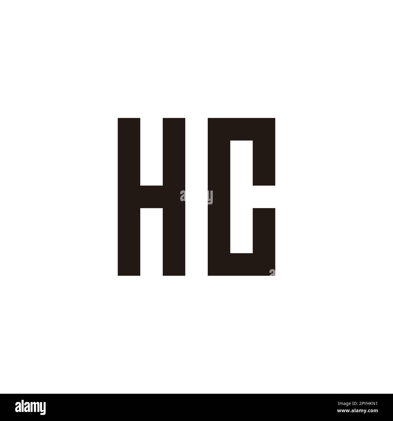 Buchstabe HC quadratisches geometrisches Symbol einfacher Logo-Vektor Stock Vektor
